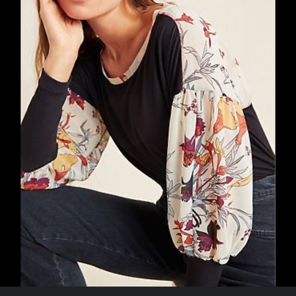 Anthropologie Tiny Balloon Sleeves Sweater Blouse M